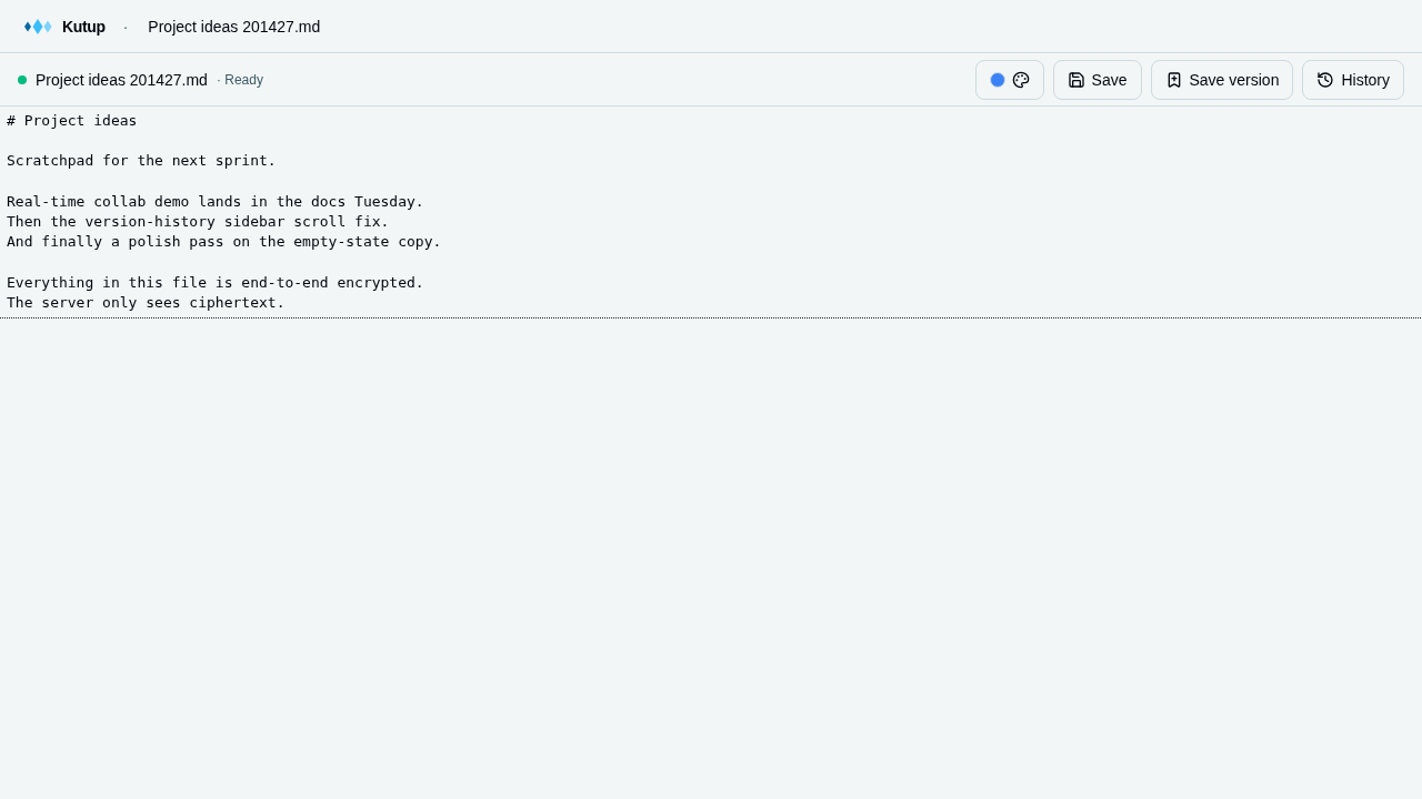Notes editor — CodeMirror with version-history sidebar
